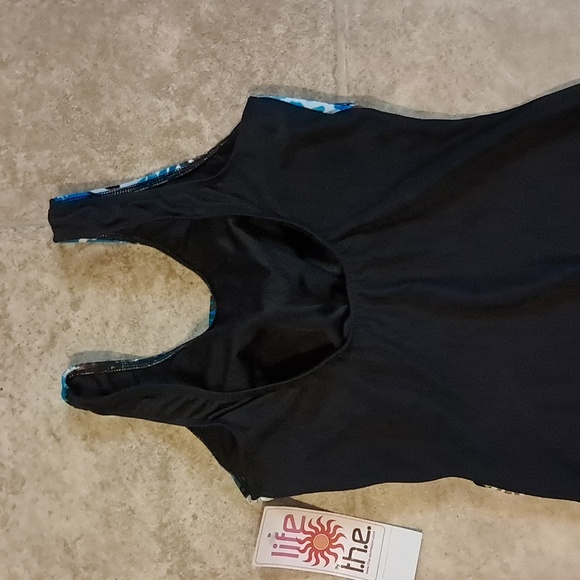 Life By T.H.E Blue and Black Patterned One Piece Swimsuit - Picture 5 of 10